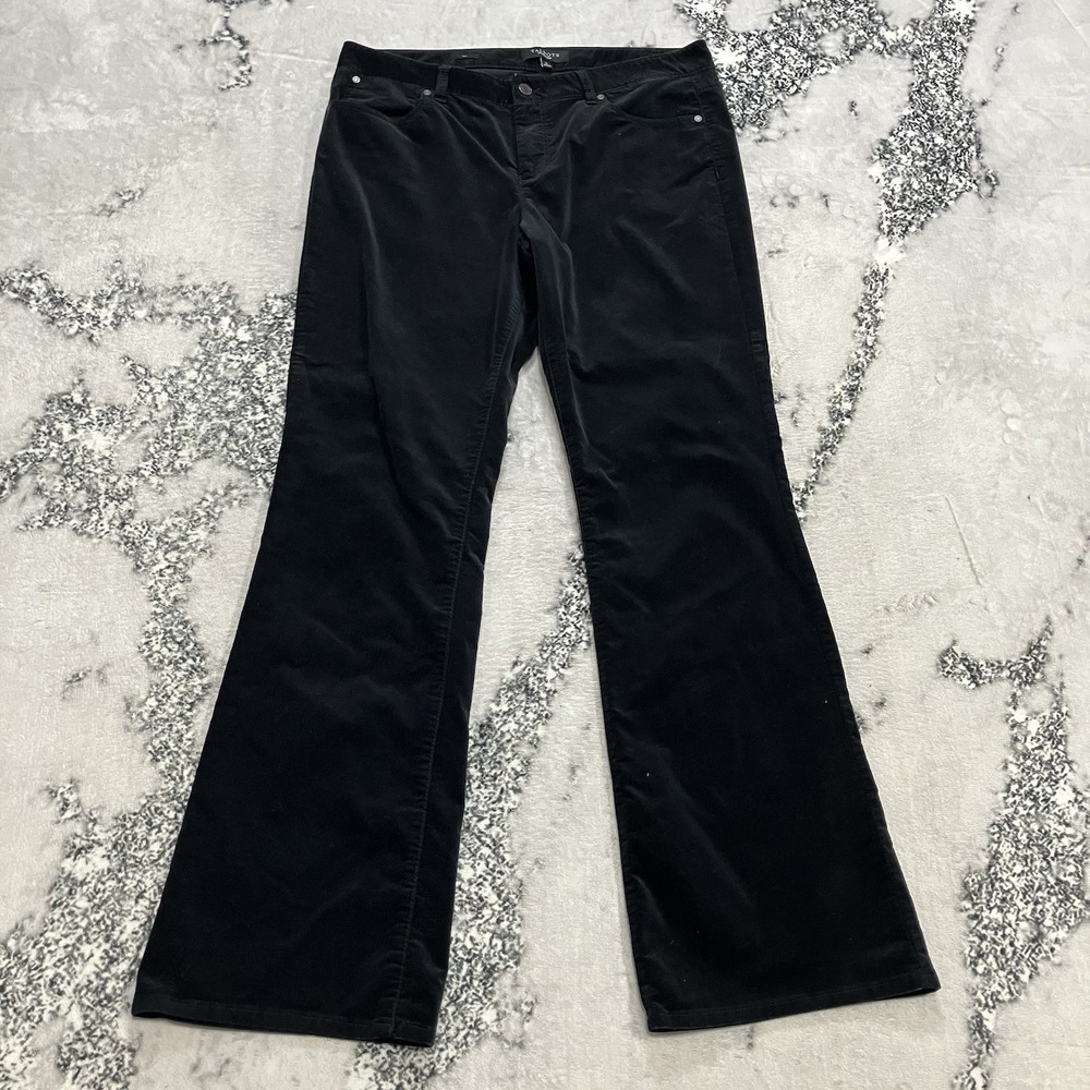 Talbots Black Corduroy Bootcut Pants Womens Size 12 Stretch Mid Rise